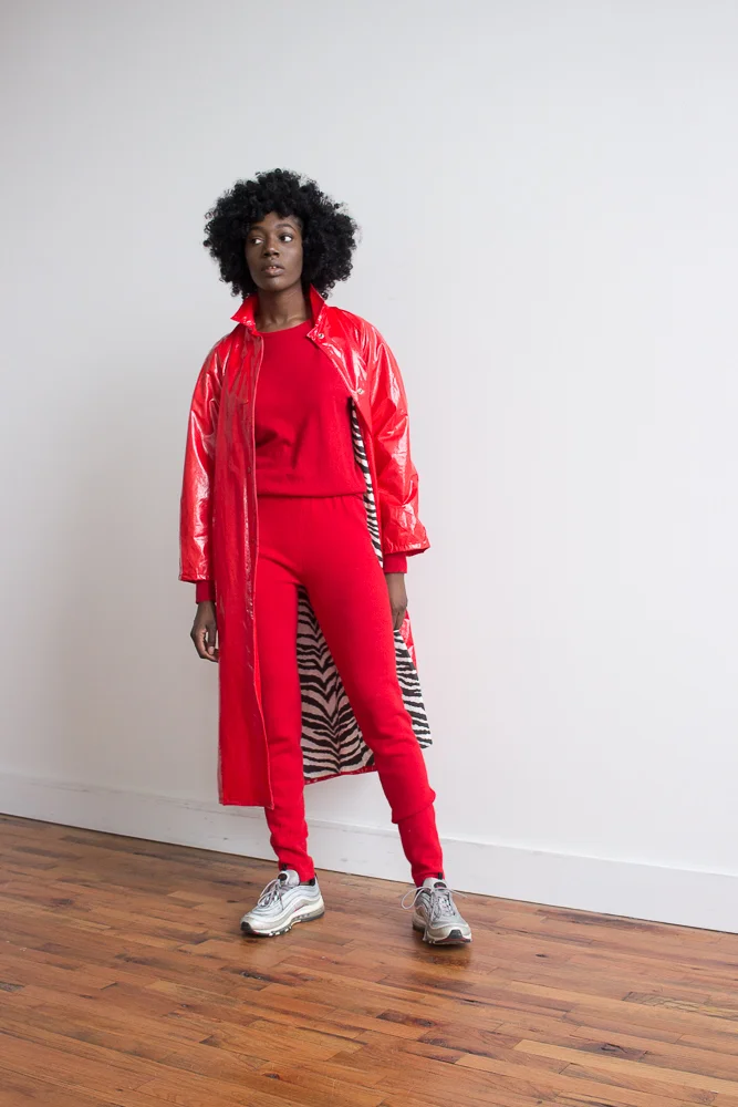 Vinyl cheap jacket red